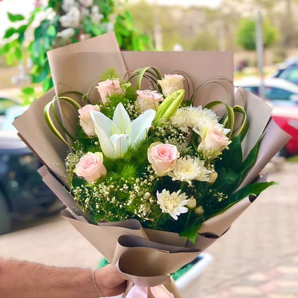 Roses and Rosa Davidii Bouquet